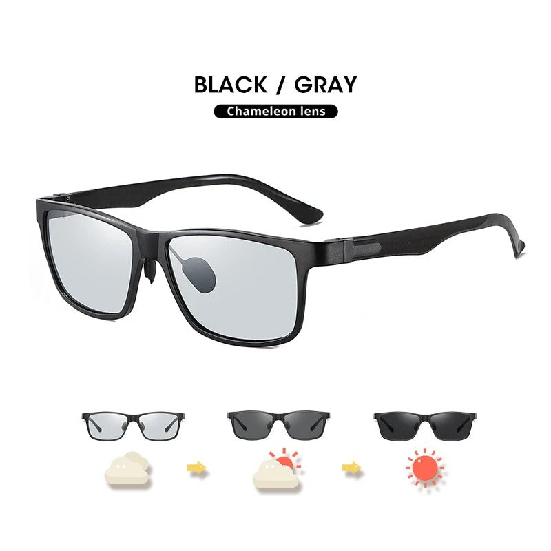 LIOUMO Top Quality Photochromic Polarized Sunglasses For Men Women Carbon Fiber Frame Square Glasses UV400 lentes de sol hombre