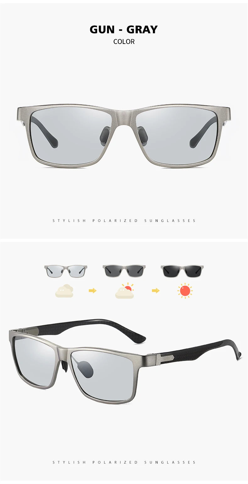 LIOUMO Top Quality Photochromic Polarized Sunglasses For Men Women Carbon Fiber Frame Square Glasses UV400 lentes de sol hombre
