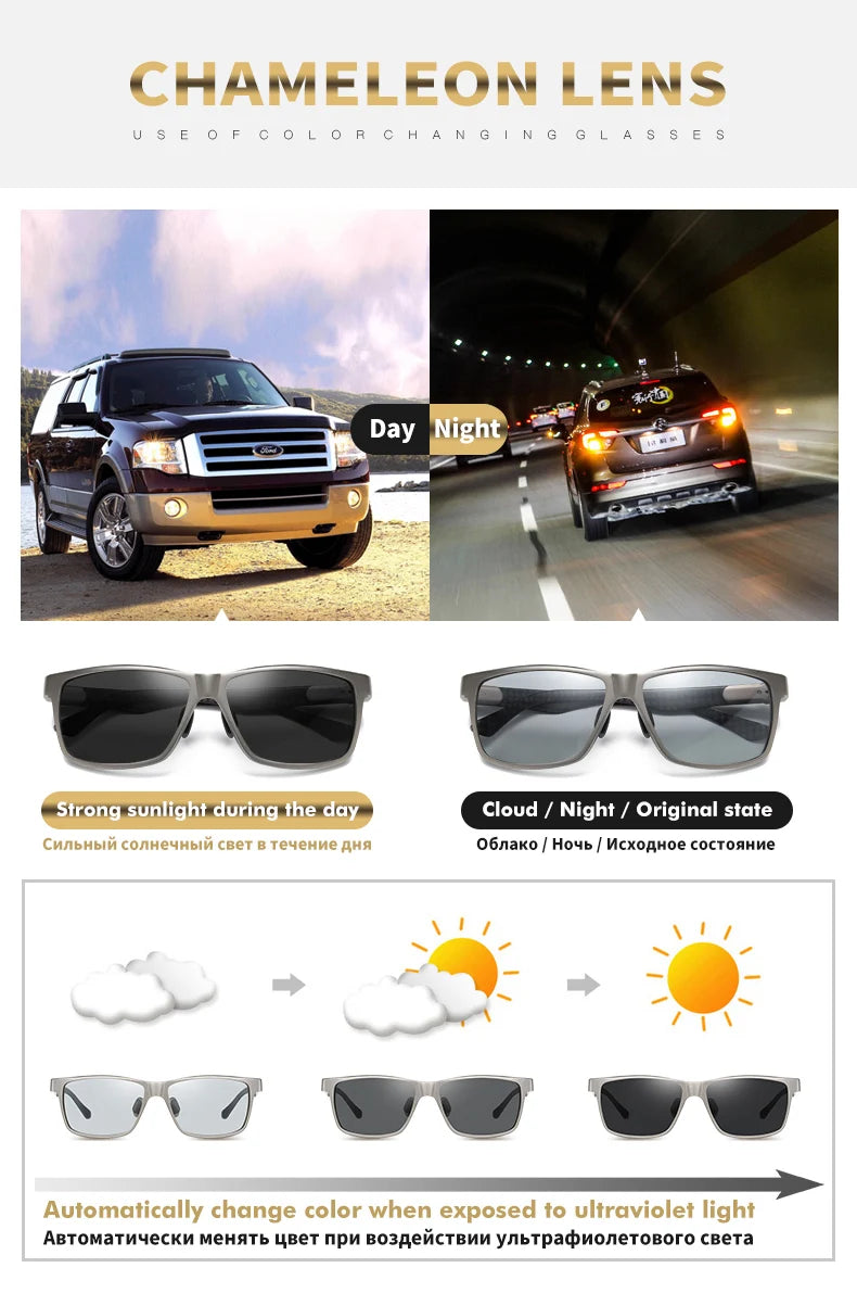 LIOUMO Top Quality Photochromic Polarized Sunglasses For Men Women Carbon Fiber Frame Square Glasses UV400 lentes de sol hombre
